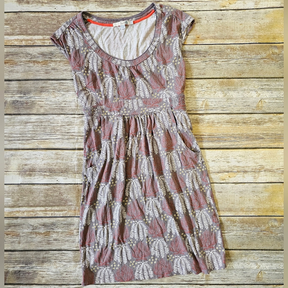 Boden • Margot Retro Botanical Print Jersey Knit Day Dress Size 4